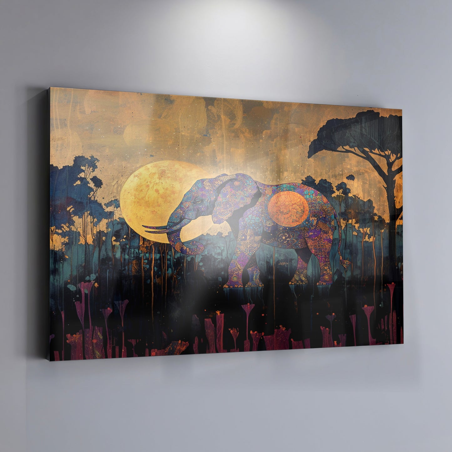 Elephant Moon Safari African American canvas print view 19
