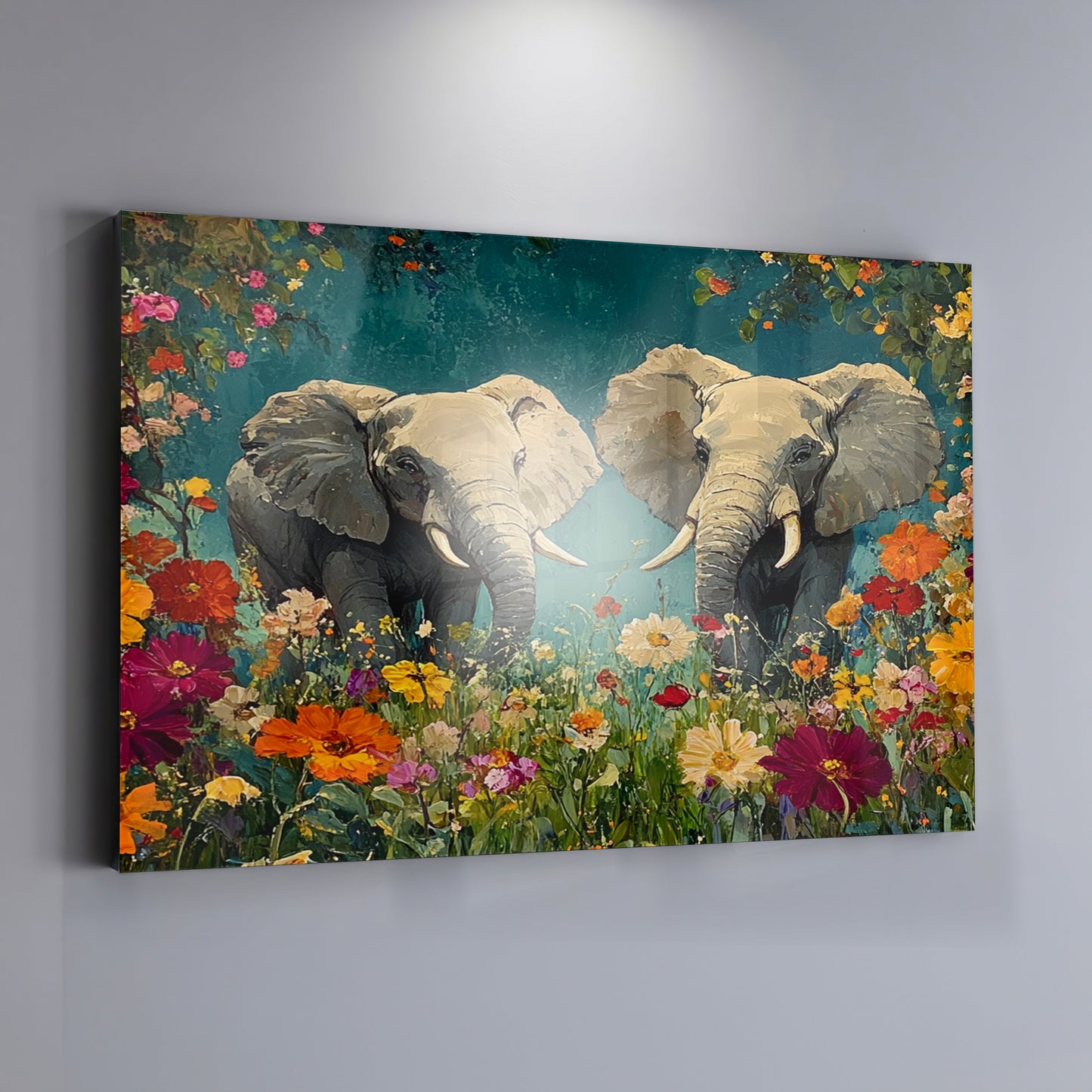Elephant Pair Floral African American canvas print view 19