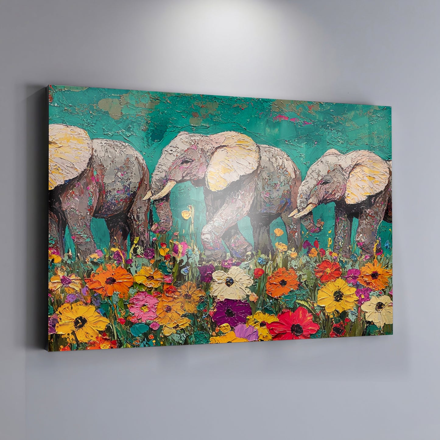 Colorful Elephant Family African American canvas print view 19