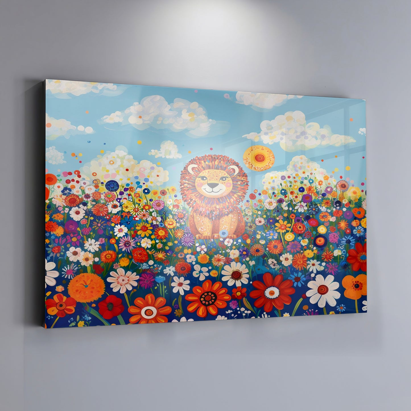 Lion in Wildflowers African American canvas print view 19