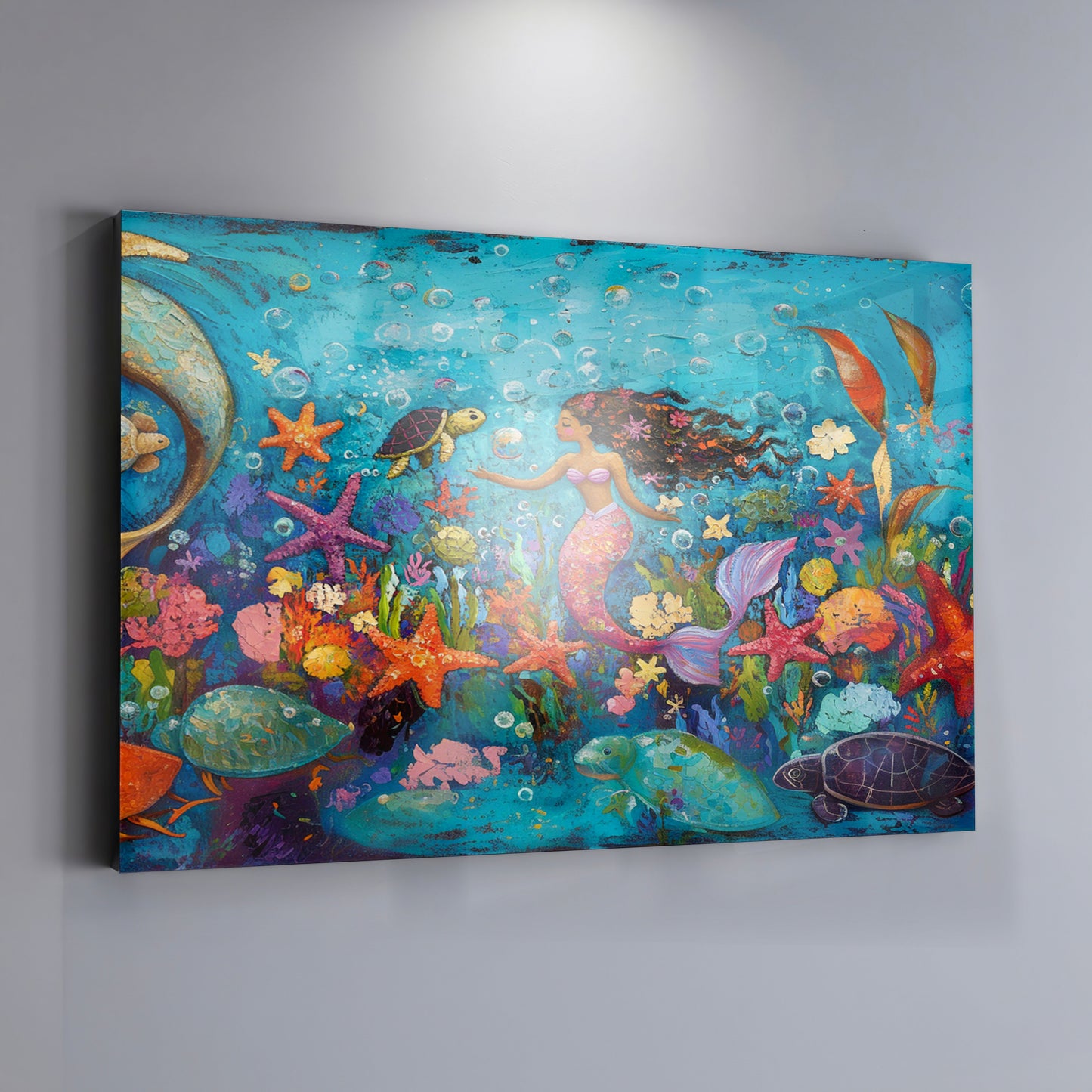 Black Mermaid Underwater Fantasy African American canvas print view 19