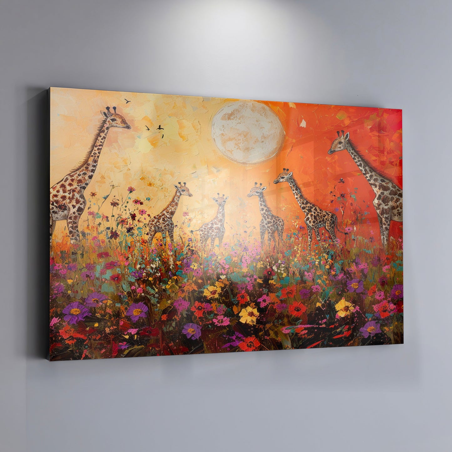 Giraffe Family Sunset African American canvas print view 19