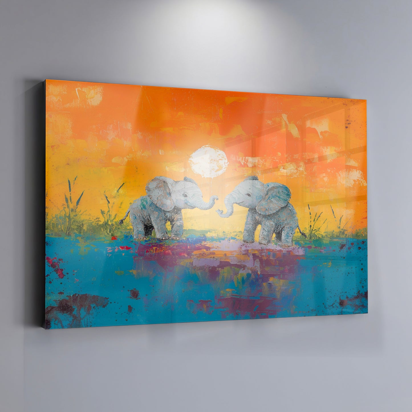 Baby Elephants Sunset Black children wall art view 19