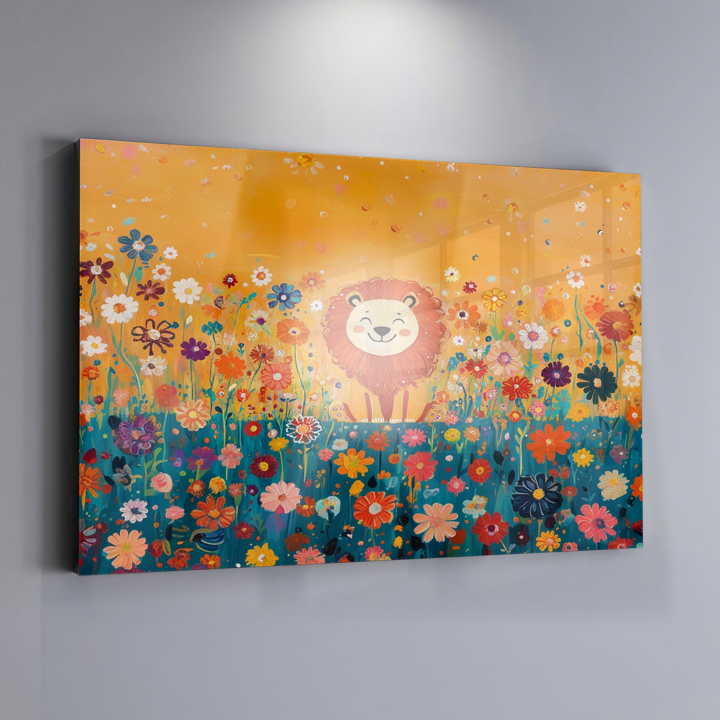 Lion in Blooming Meadow Black African American canvas print view 19