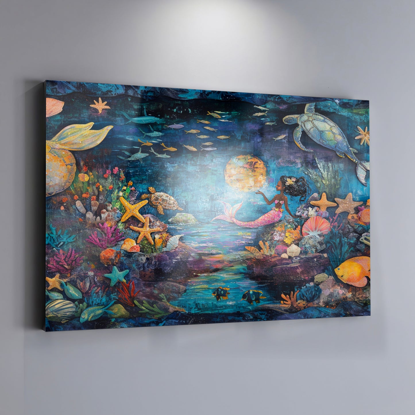 Black Mermaid Ocean Fantasy Caribbean wall art view 19