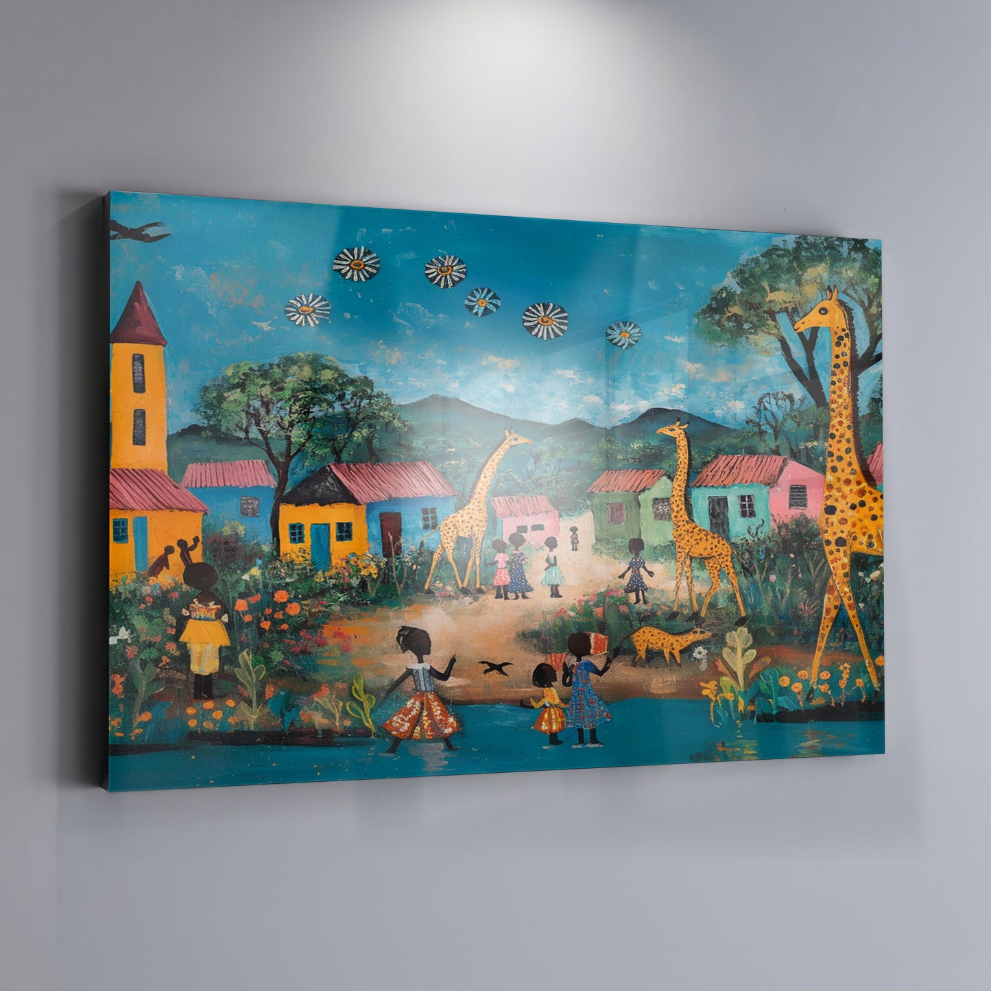 Giraffe Village Folk Black Black culture wall art view 19