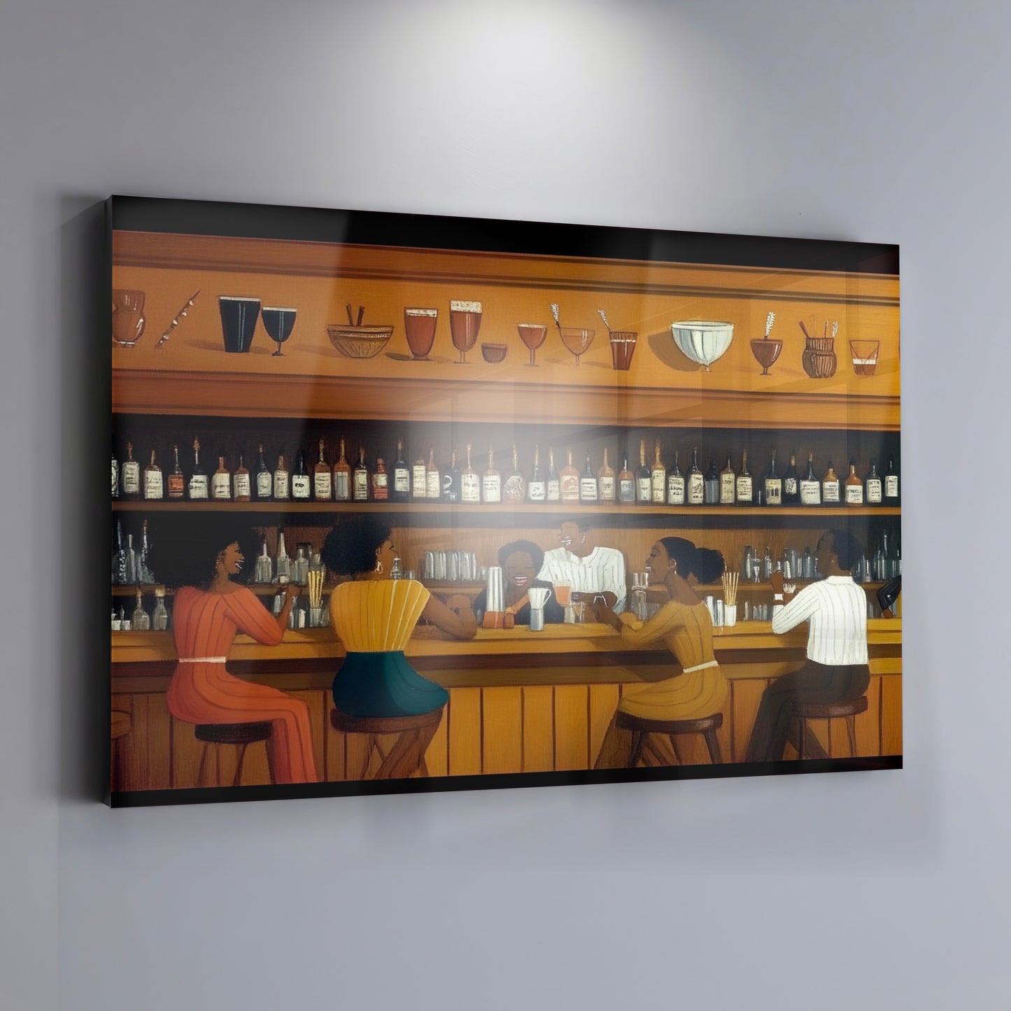 Black Bar Lounge Scene African American canvas print view 19