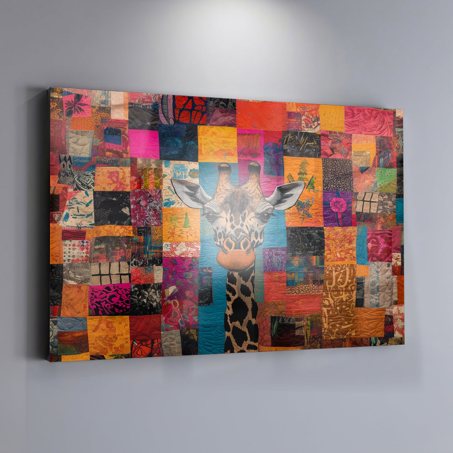 Patchwork Giraffe African American canvas print view 19