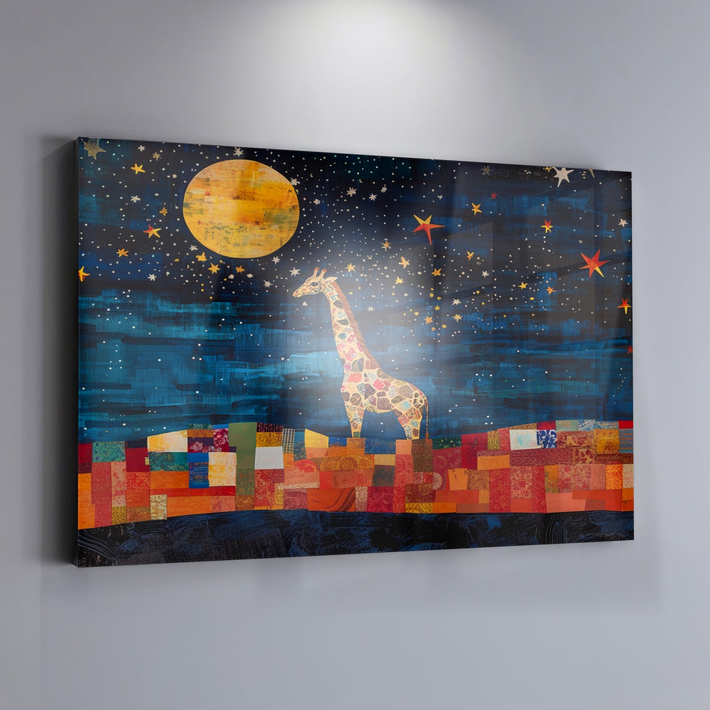 Moonlit Giraffe Mosaic African American canvas print view 19