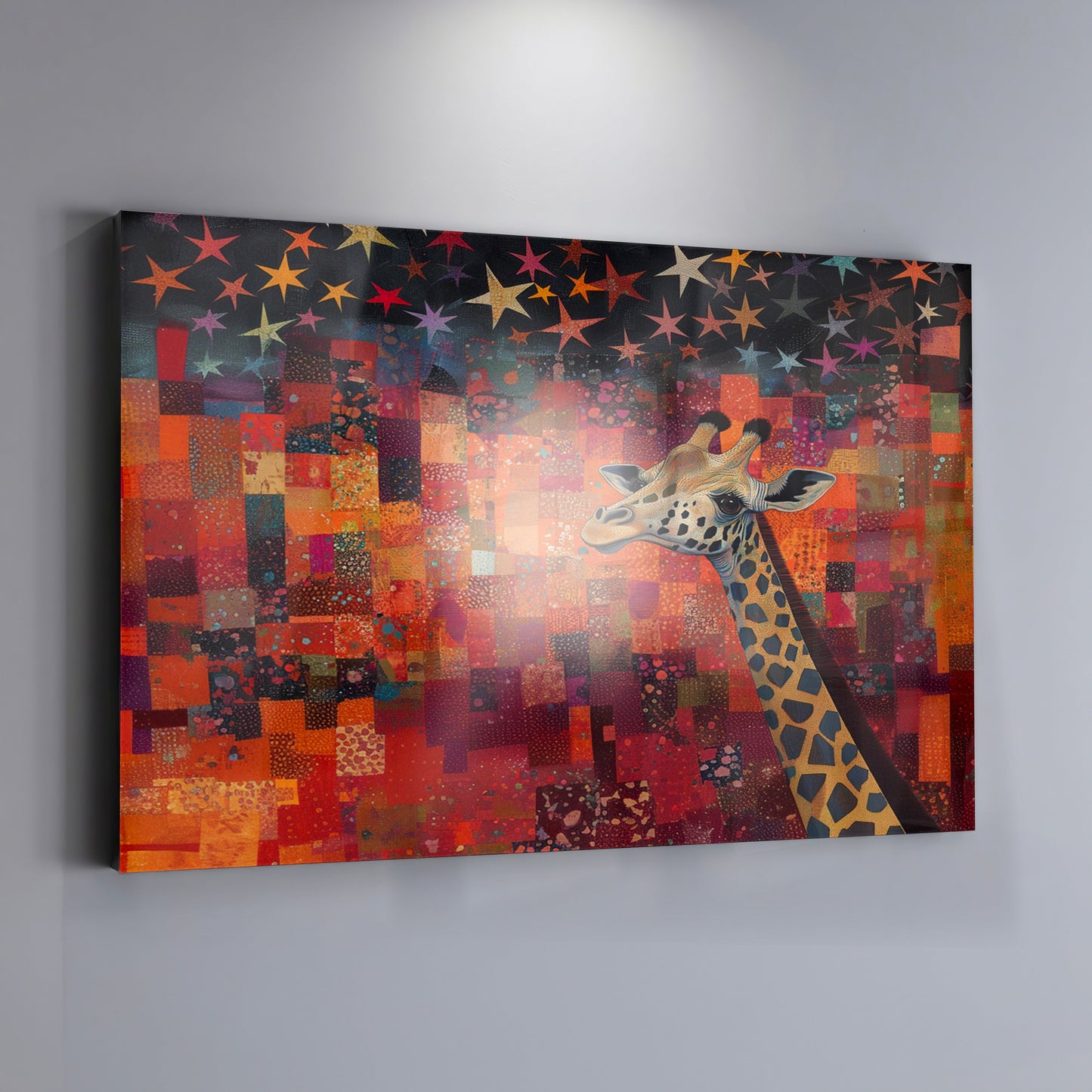Red Patchwork Giraffe Black African American canvas print view 19