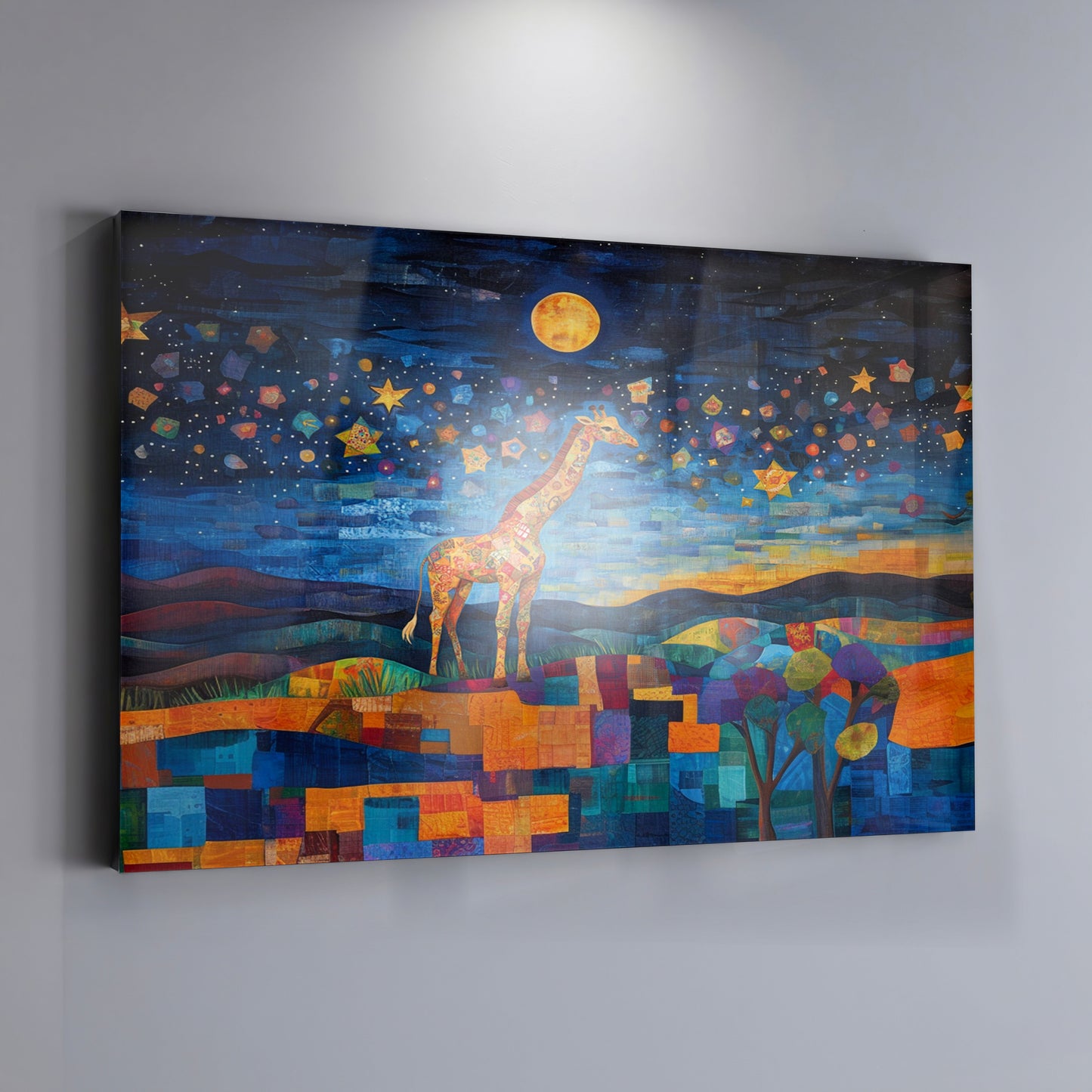 Blue Moon Giraffe Safari Black African American canvas print view 19