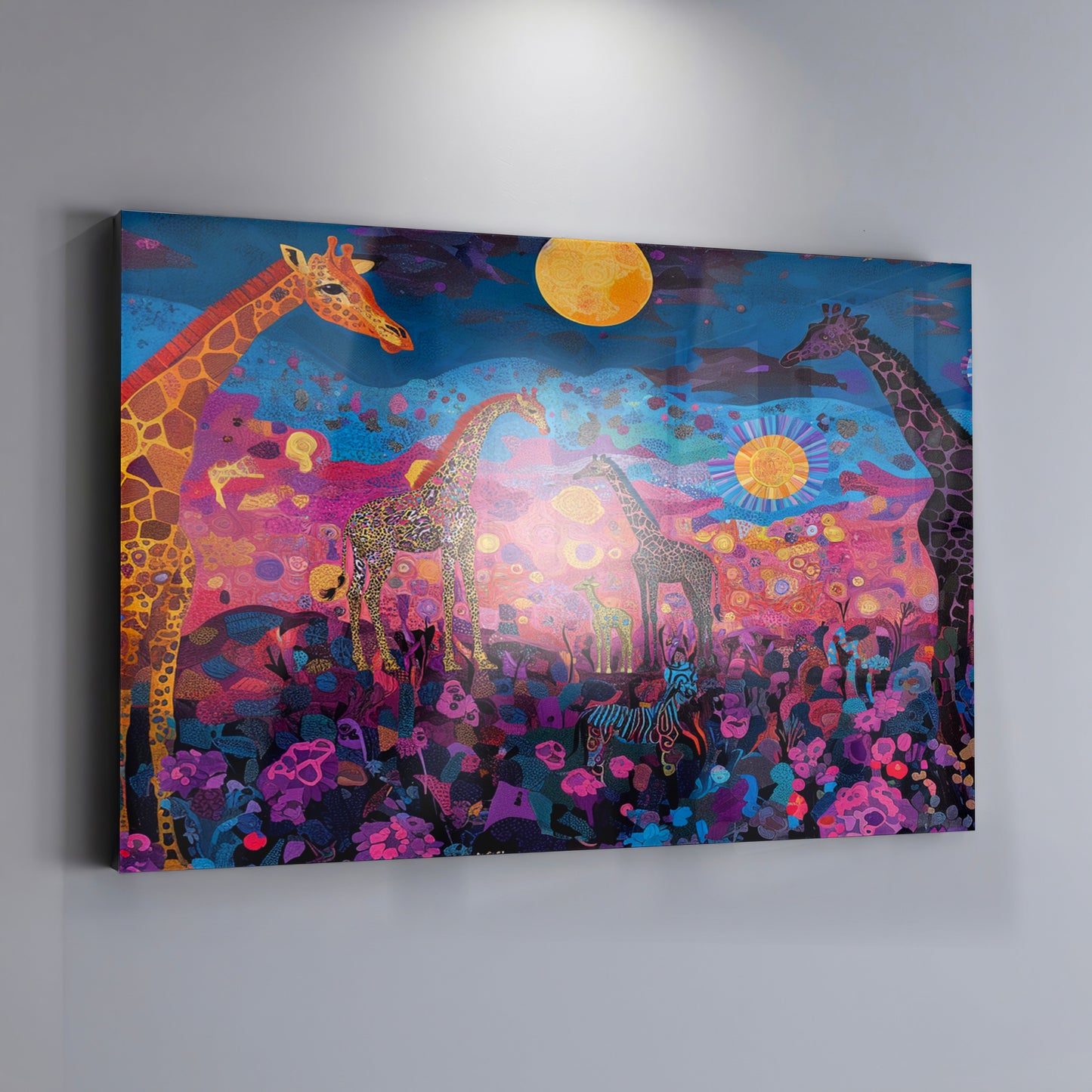 Giraffe Family Floral African American canvas print view 19