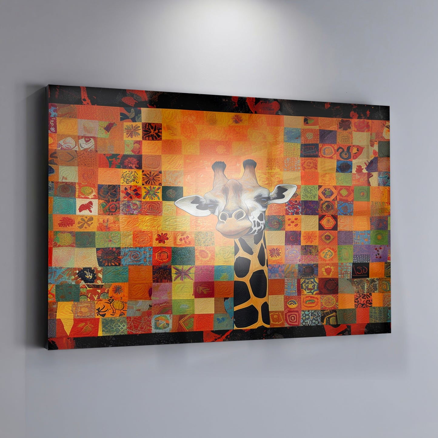 Colorful Giraffe Pattern African American canvas print view 19