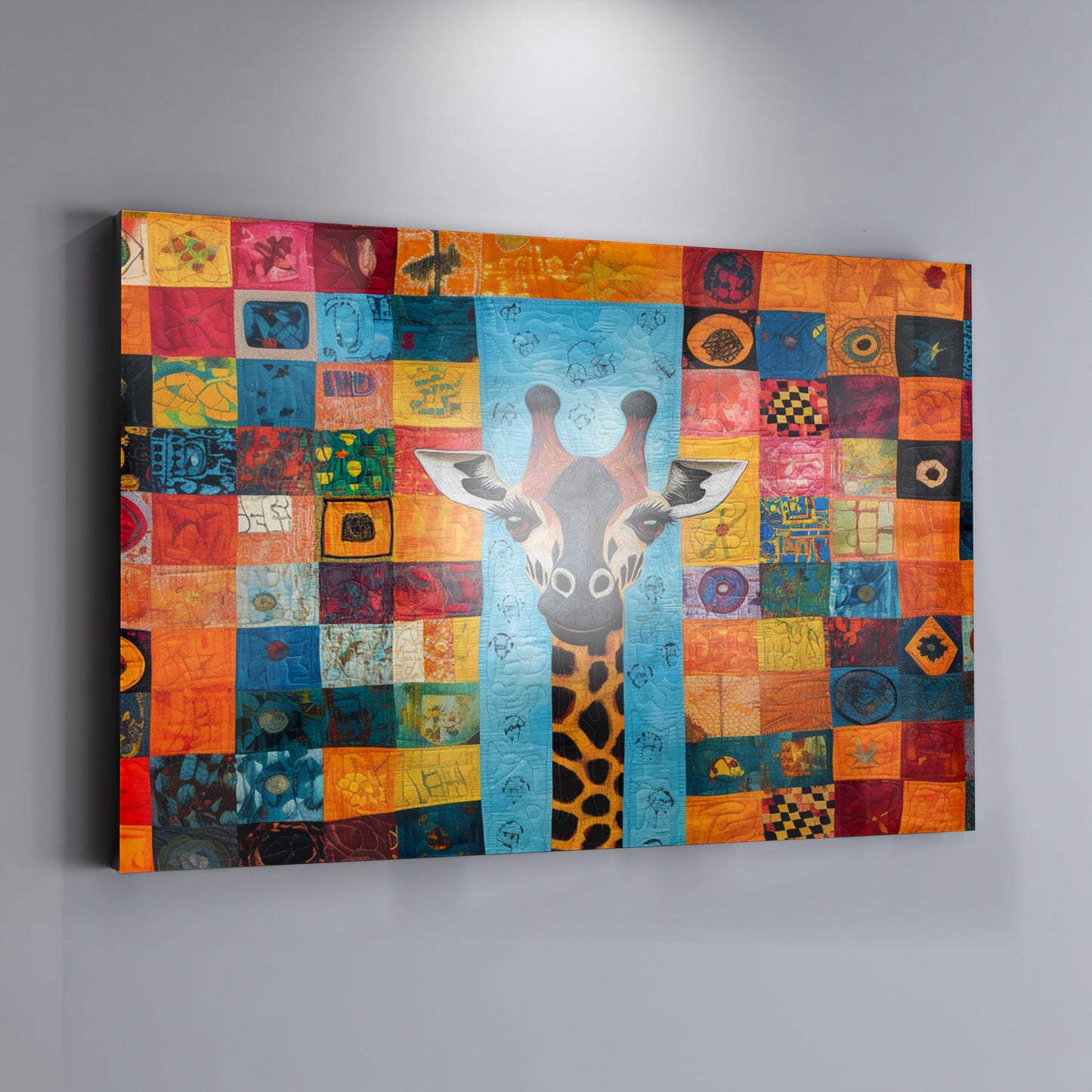 Bright Patchwork Giraffe Black African American canvas print view 19