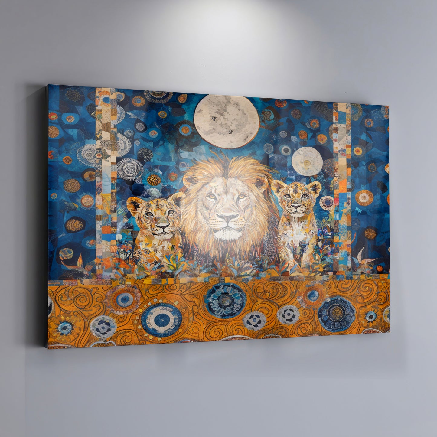 Lion Family Moonlight African American canvas print view 19