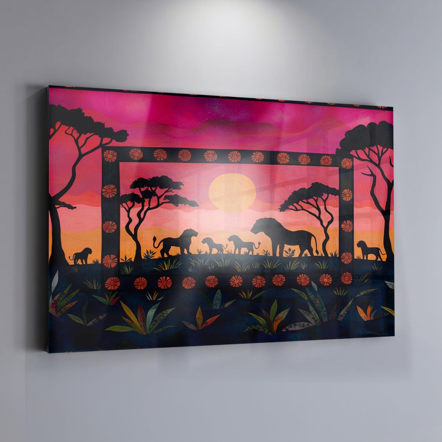 Safari Sunset Silhouette African American canvas print view 19