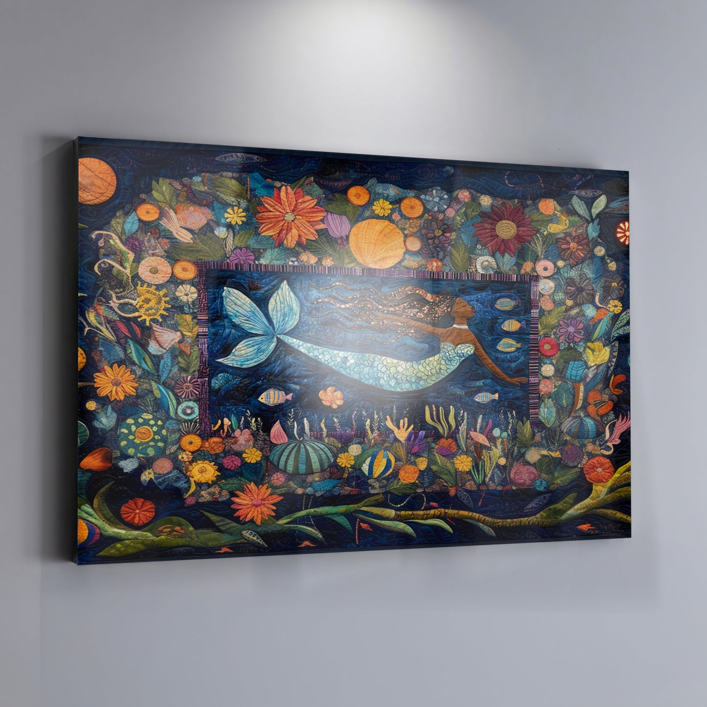 Black Mermaid Floral Ocean Caribbean wall art view 19