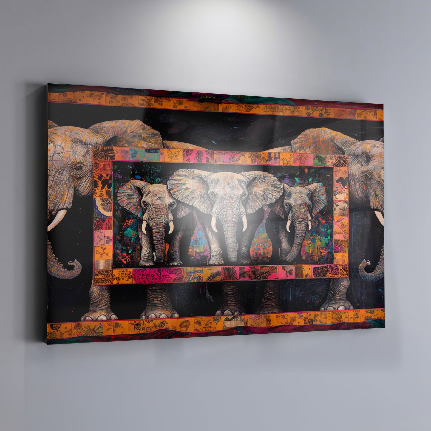 Elephant Family African American canvas print view 19