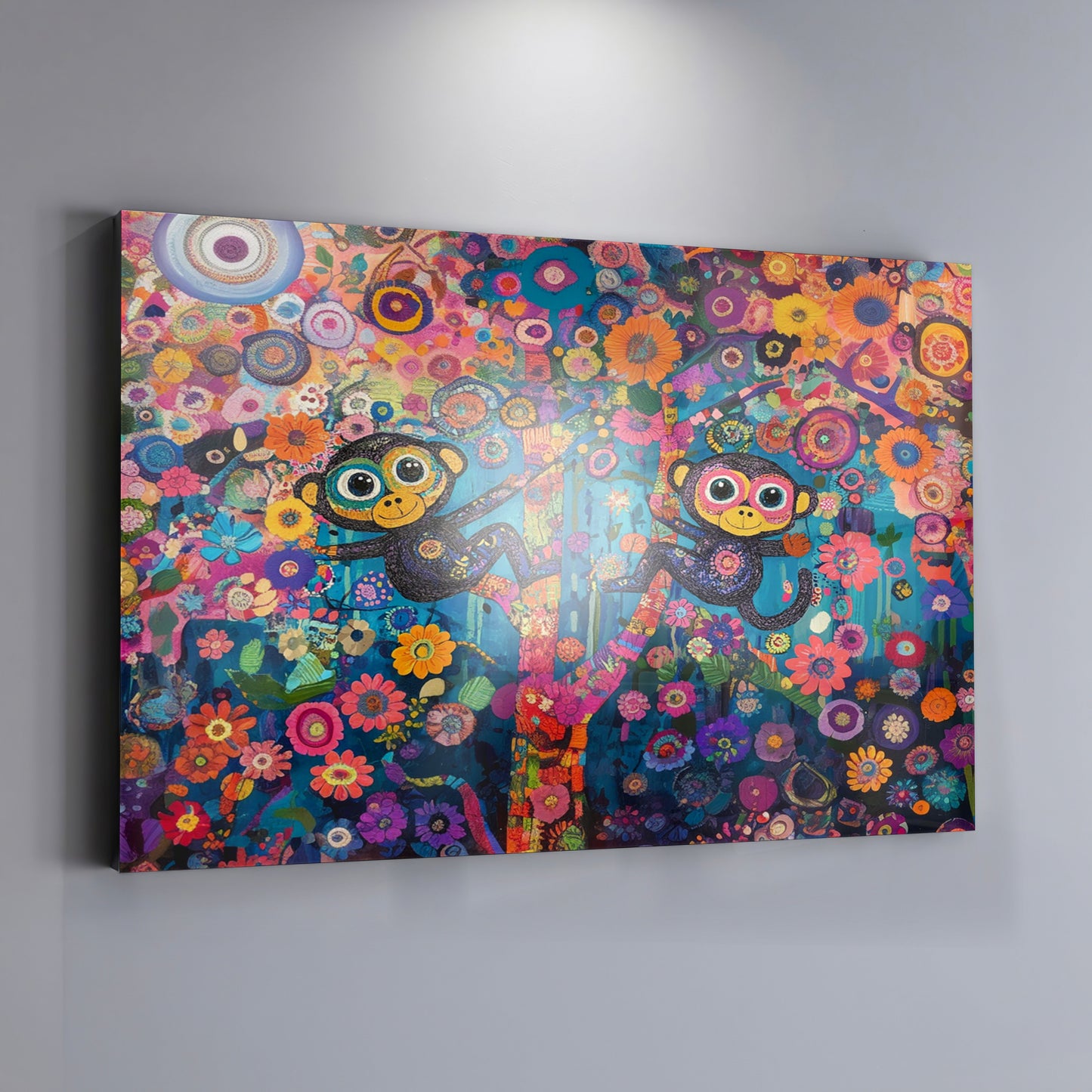 Monkey Floral Folk Black African American canvas print view 19