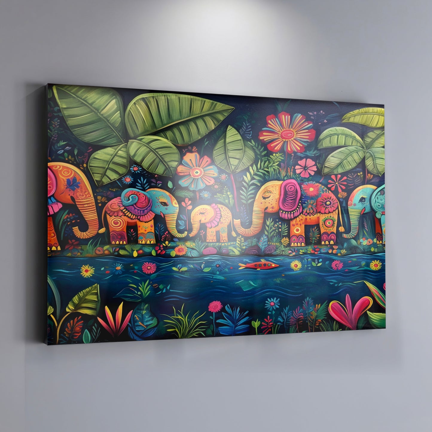 Colorful Elephant Jungle Caribbean wall art view 19