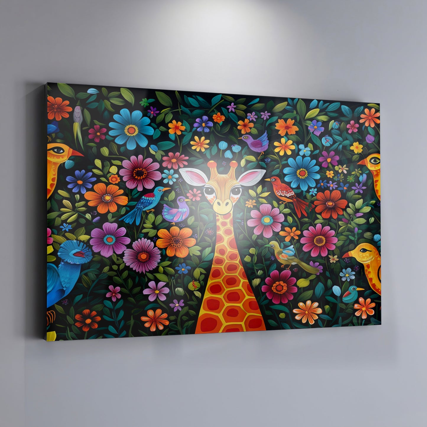 Giraffe Floral Folk Caribbean wall art view 19