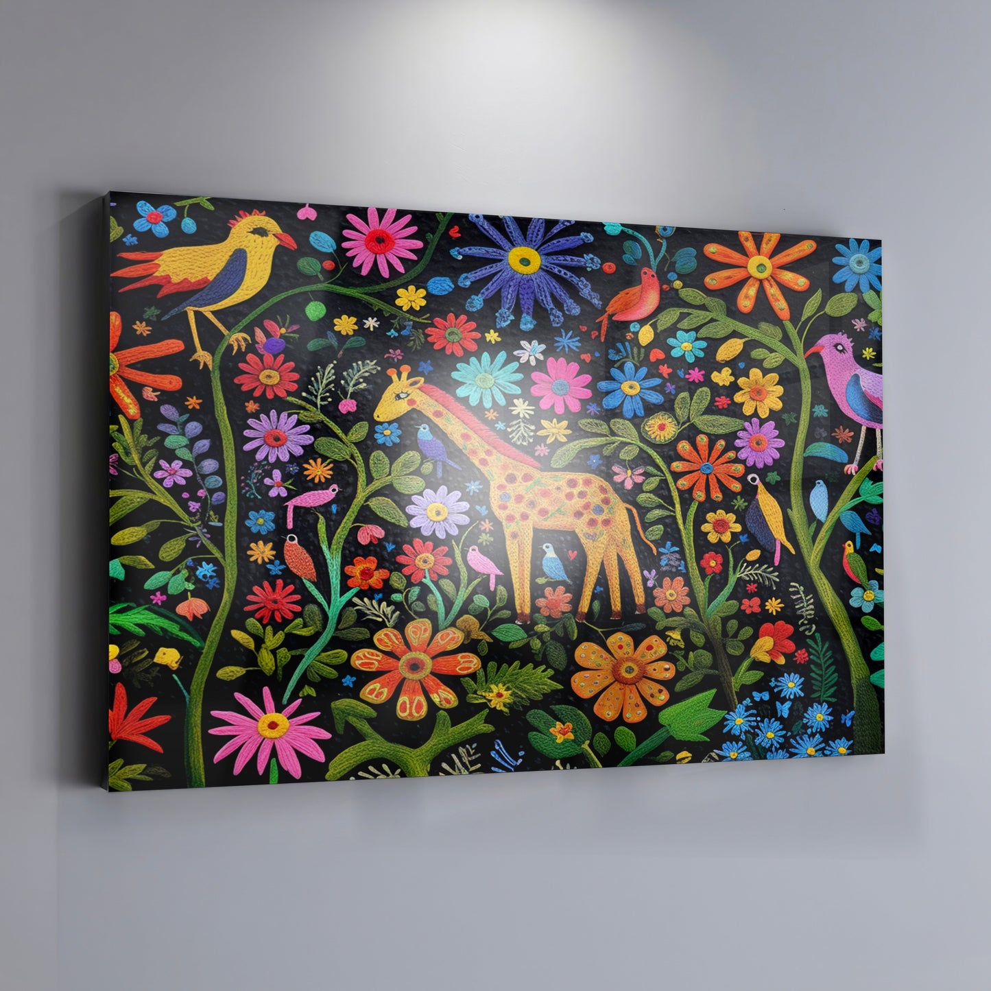 Giraffe Floral Garden Black Caribbean wall art view 19