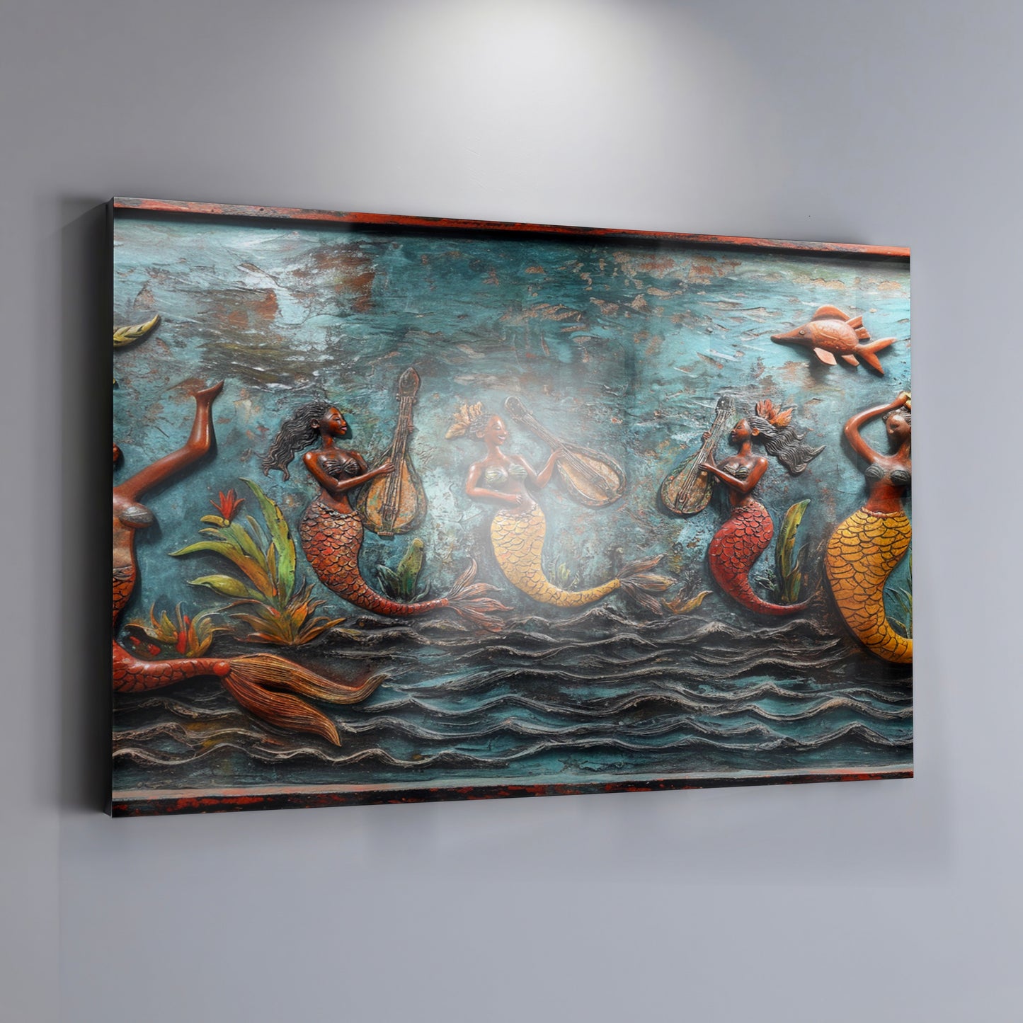 Black Mermaid Ocean Relief Caribbean wall art view 19