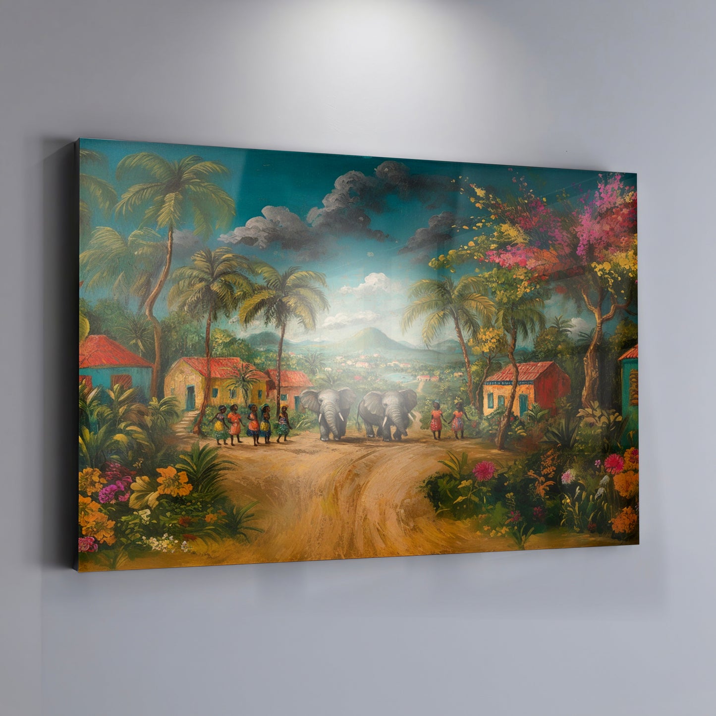 Tropical Village Road Black Caribbean wall art view 19