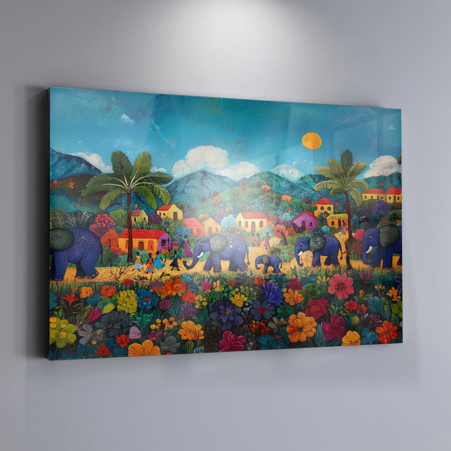 Tropical Village Elephant Caribbean wall art view 19