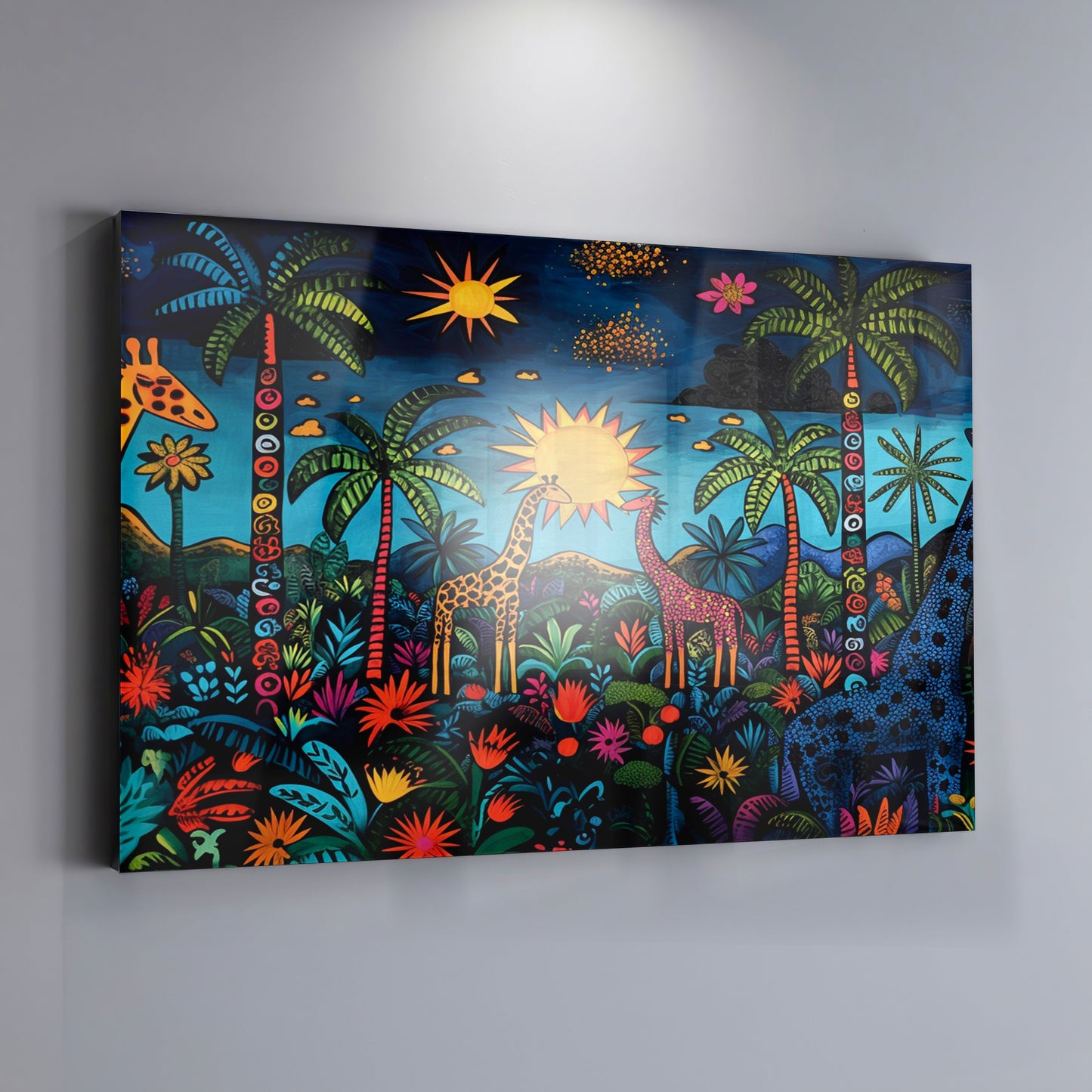Giraffe Palm Tree Safari Caribbean wall art view 19