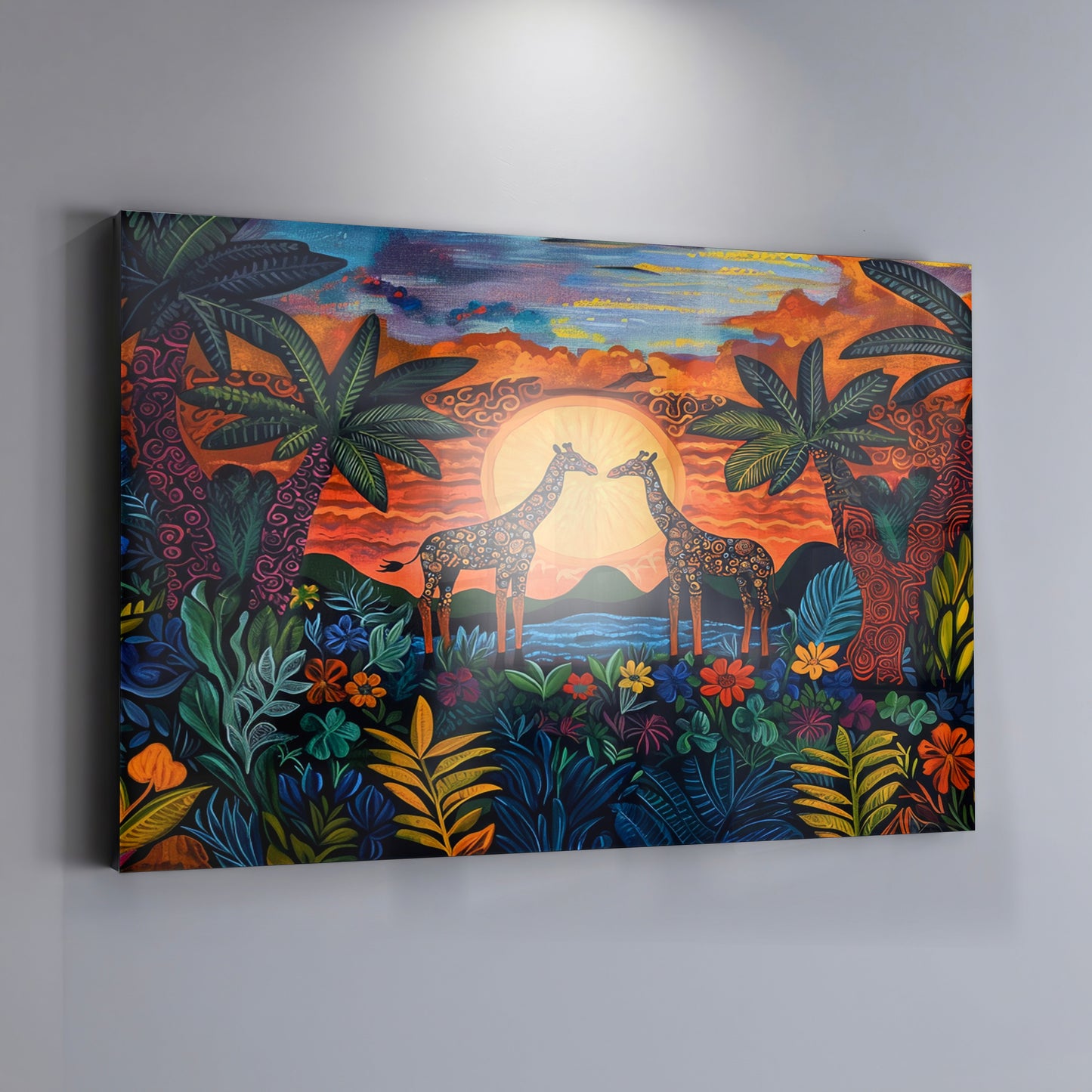 Giraffe Sunset Jungle Caribbean wall art view 19