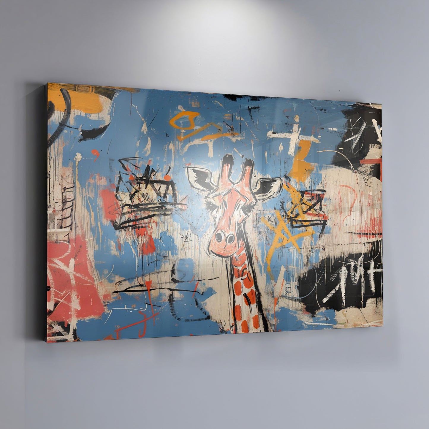 Blue Giraffe Graffiti Black African American canvas print view 19