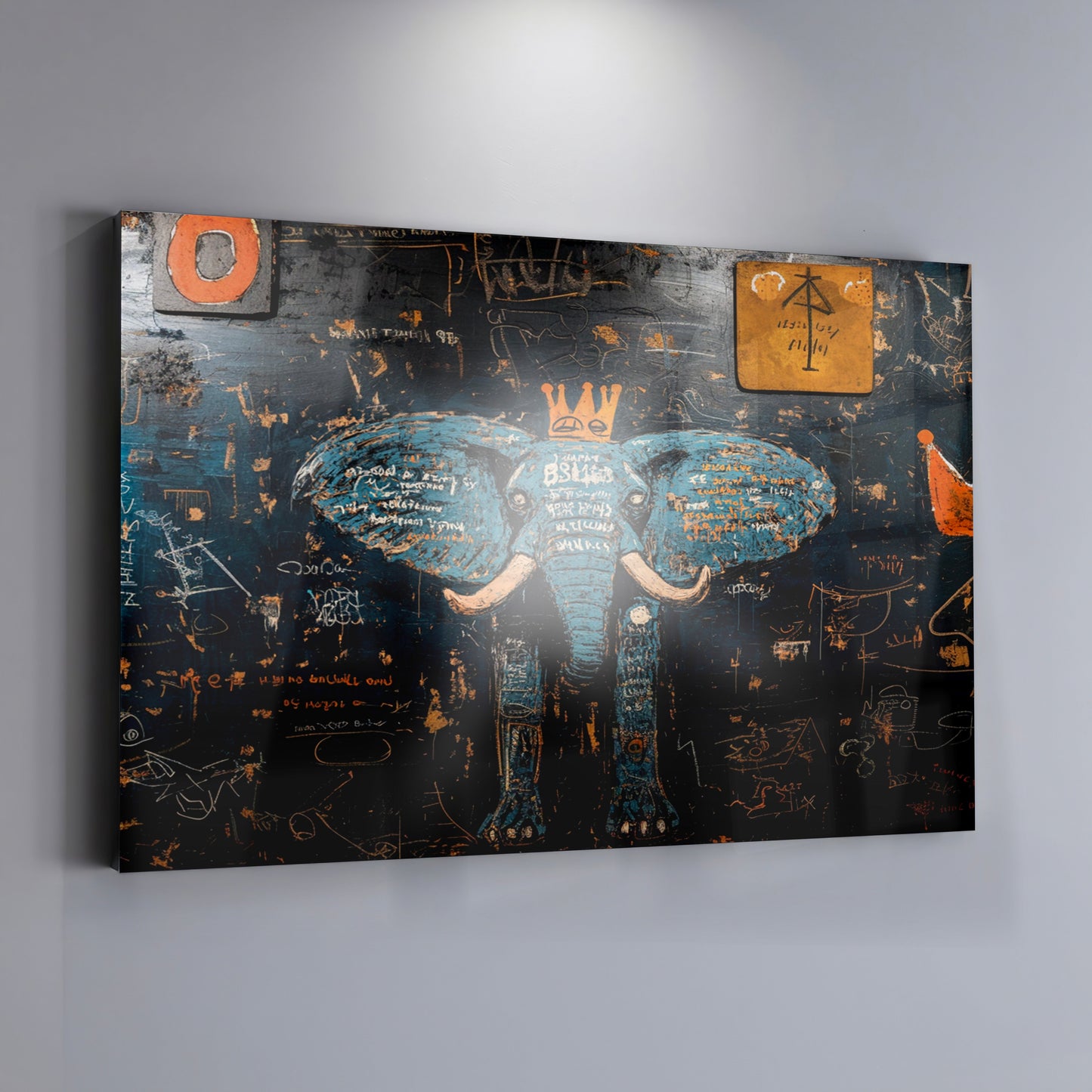 Blue Elephant Graffiti Black African American canvas print view 19