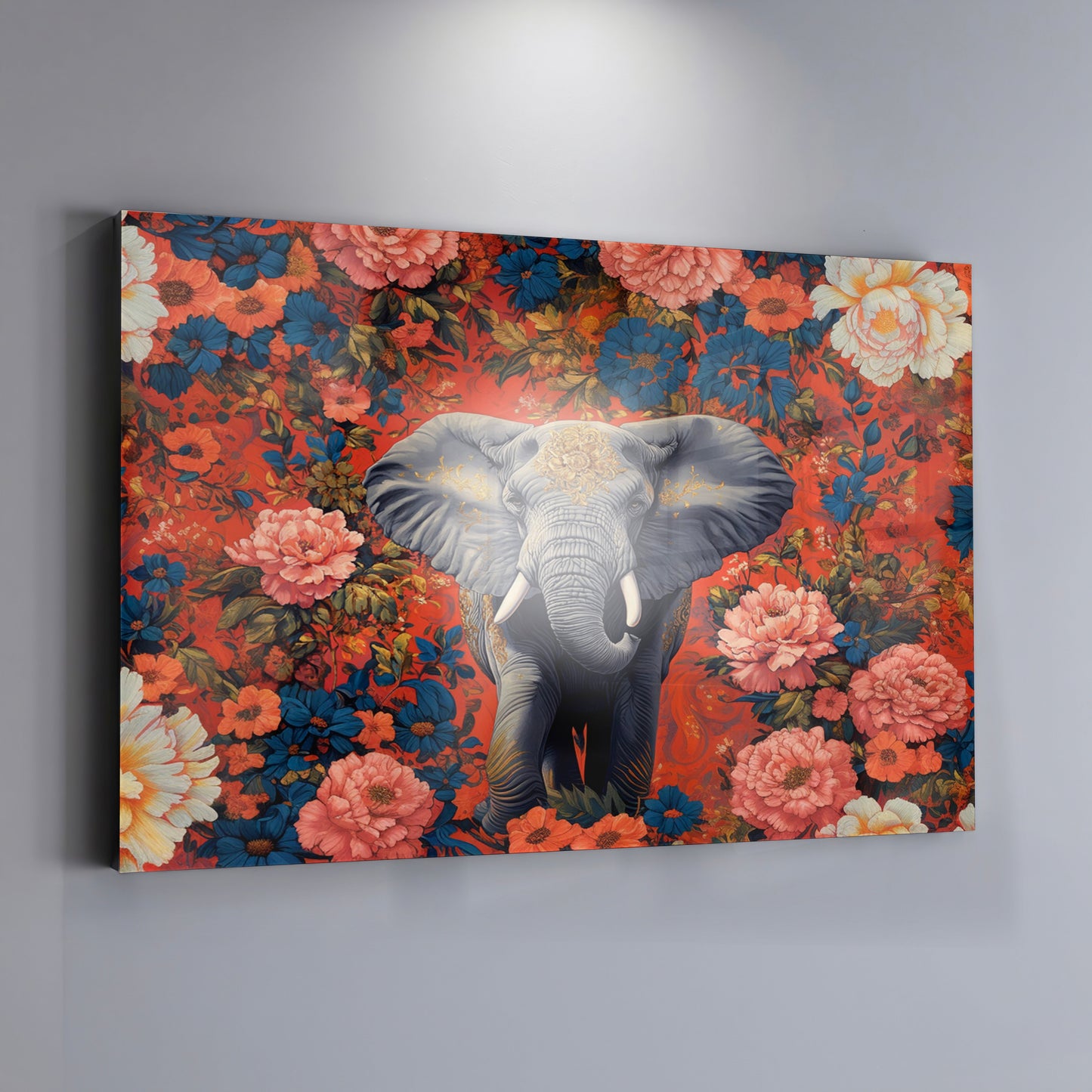 Elephant Floral Rose Black African American canvas print view 19