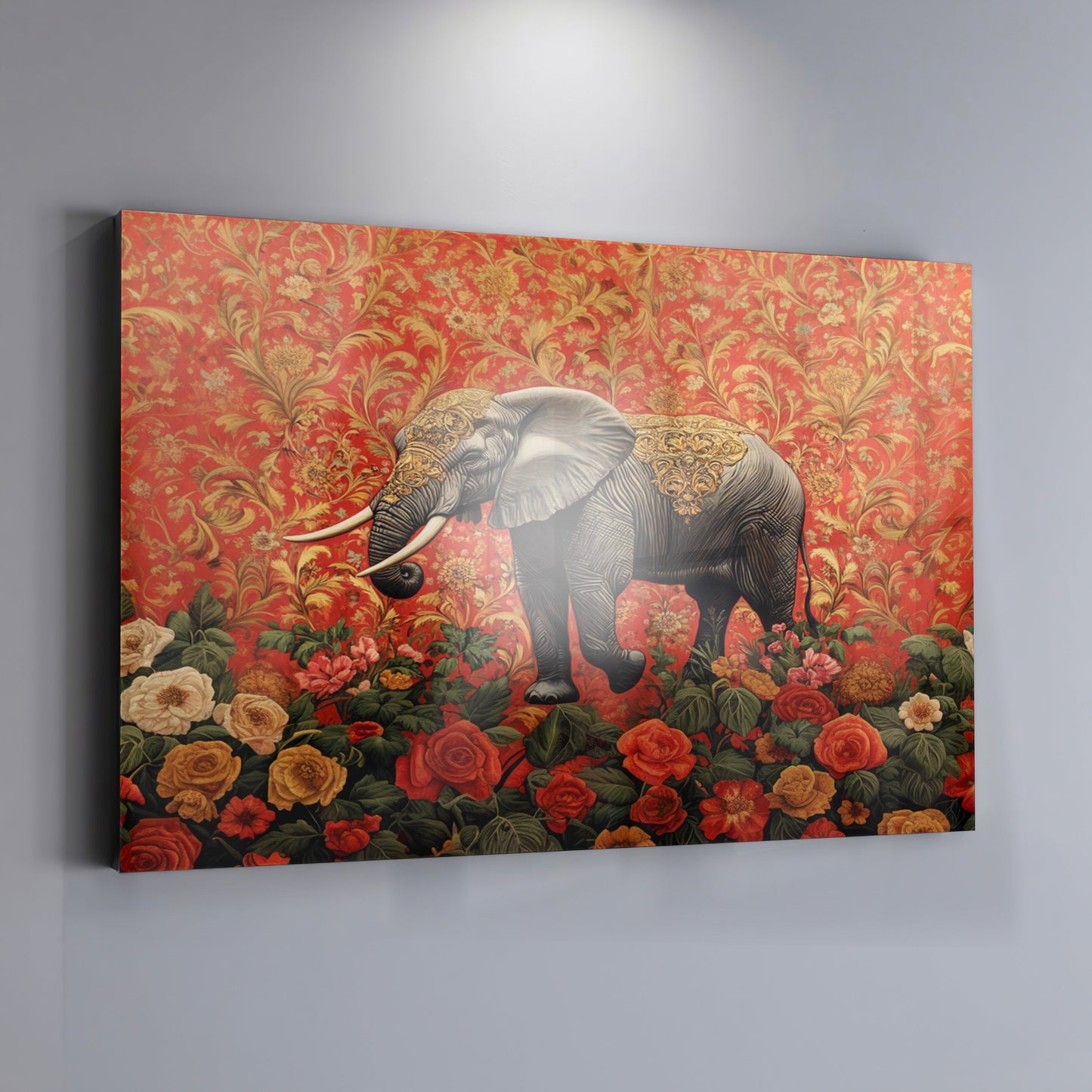 Elephant Damask Floral African American canvas print view 19