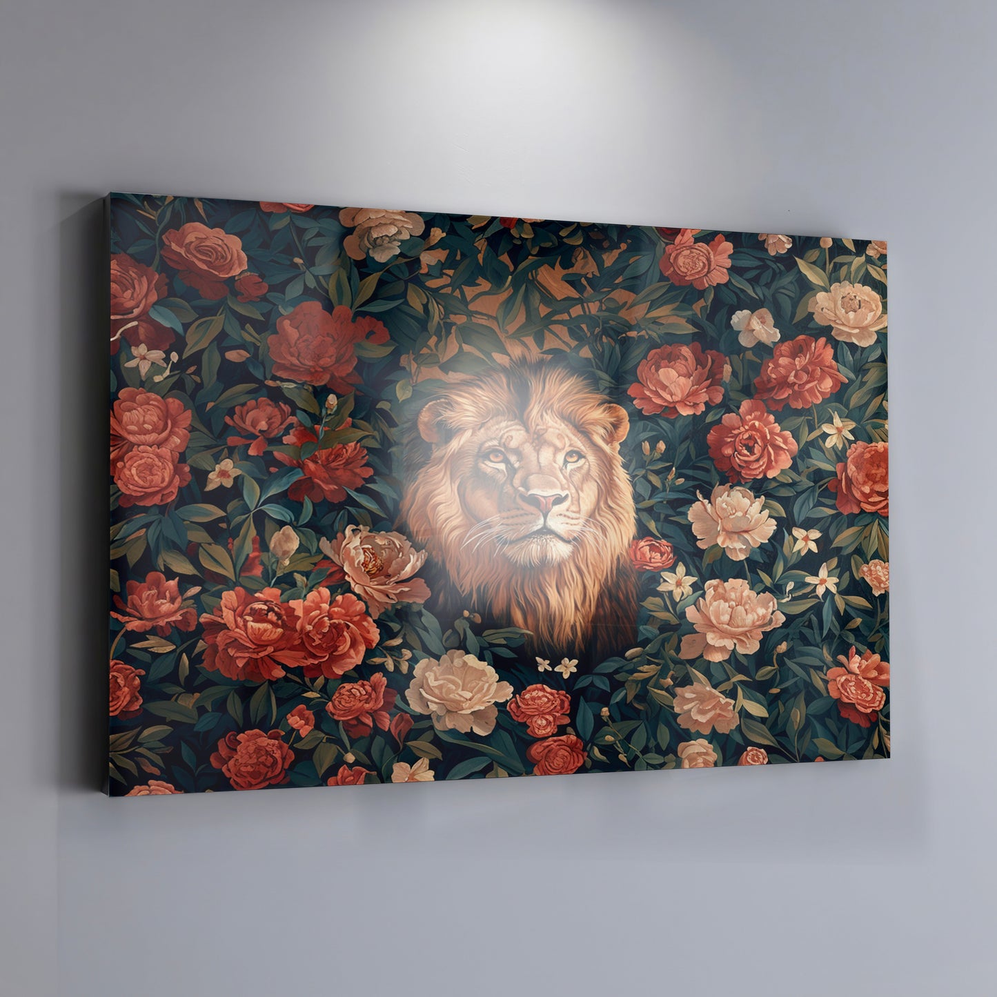 Lion Rose Floral Black African American canvas print view 19