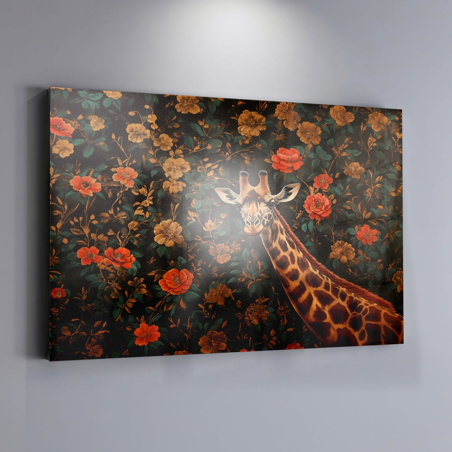 Giraffe Rose Floral Black African American canvas print view 19
