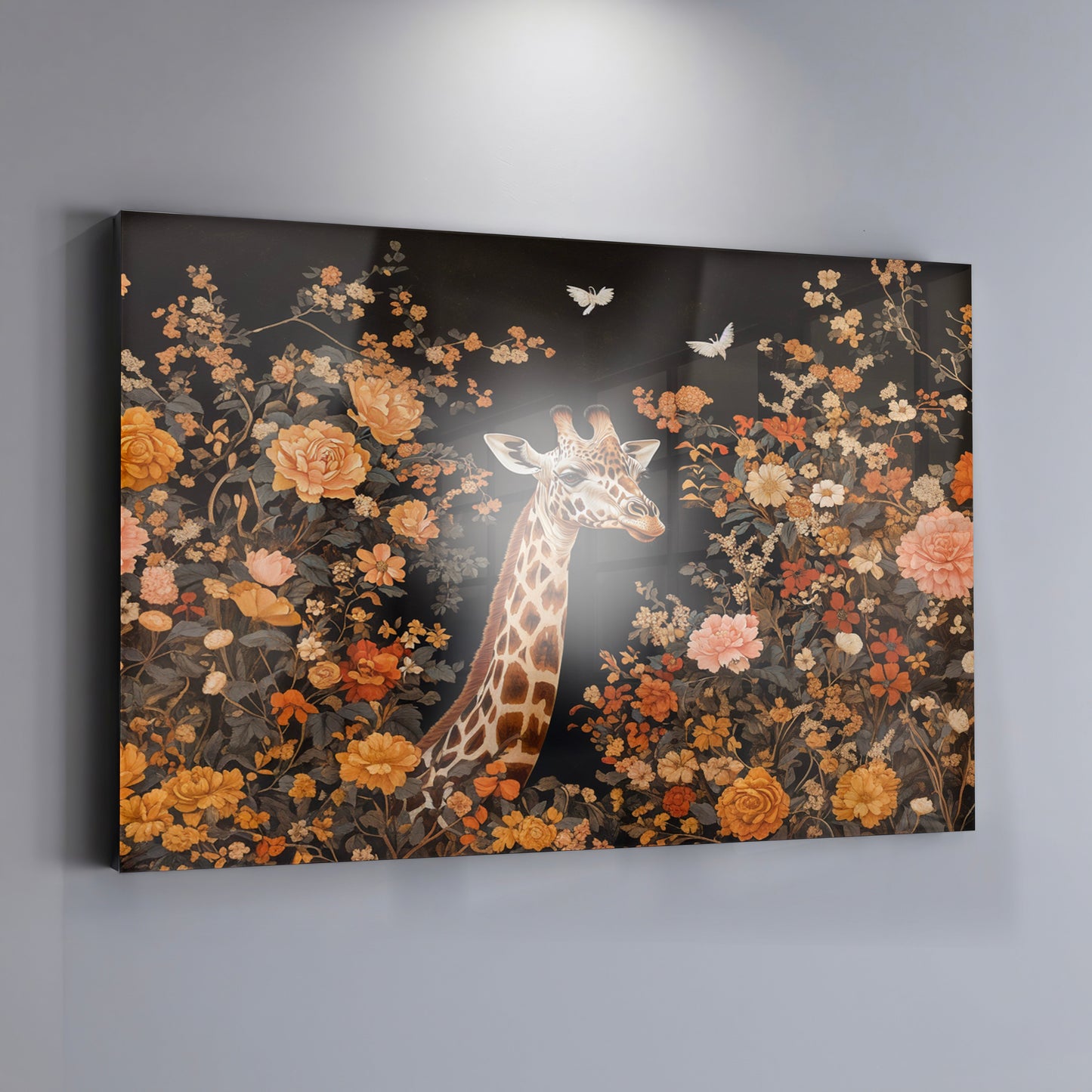 Giraffe Dark Floral African American canvas print view 19