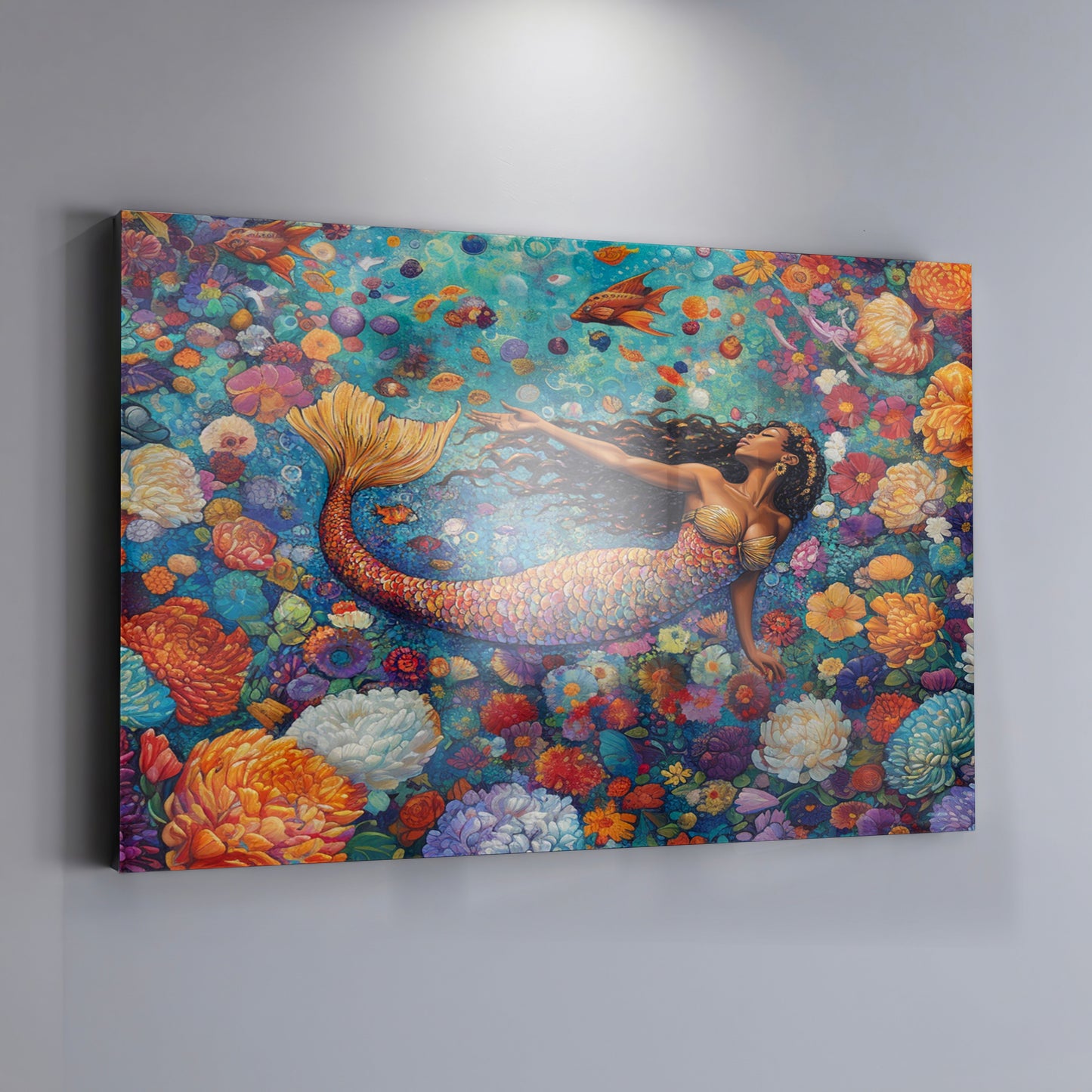 Black Mermaid Coral Reef African American canvas print view 19