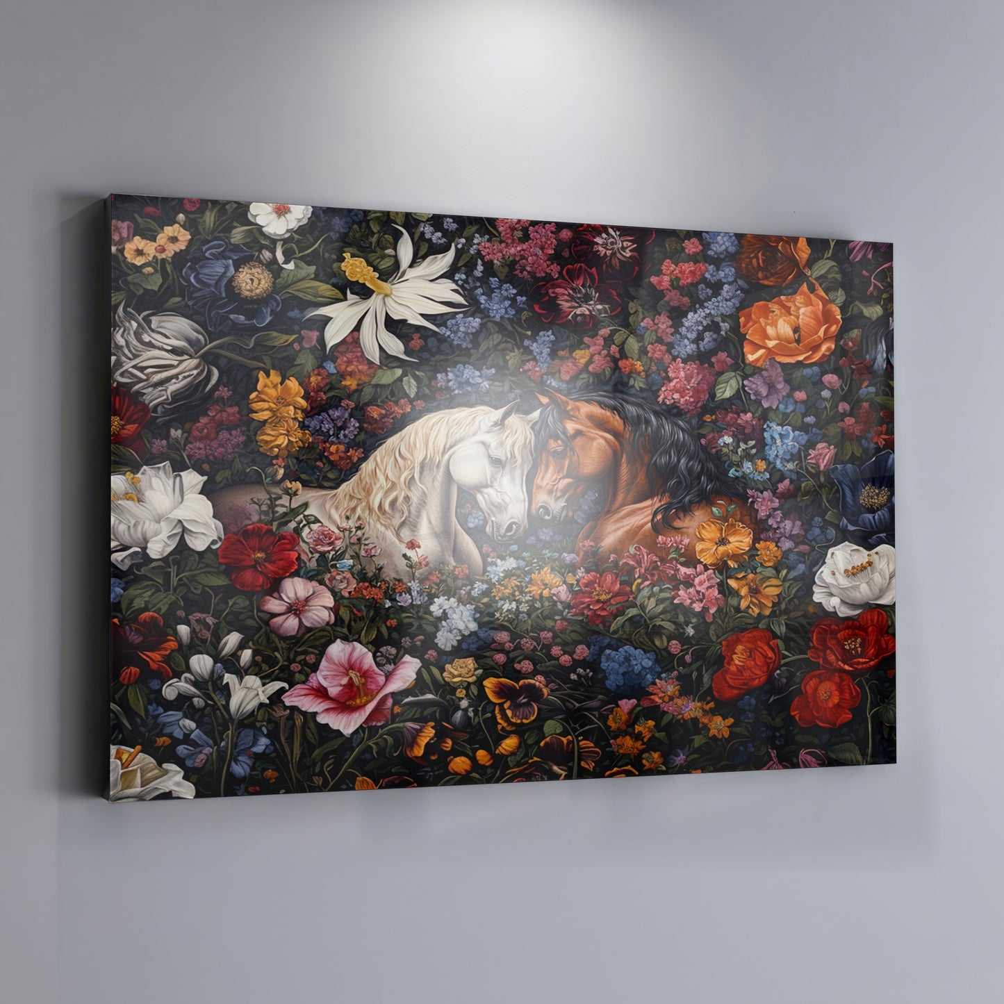 White Horse Floral Black African American canvas print view 19