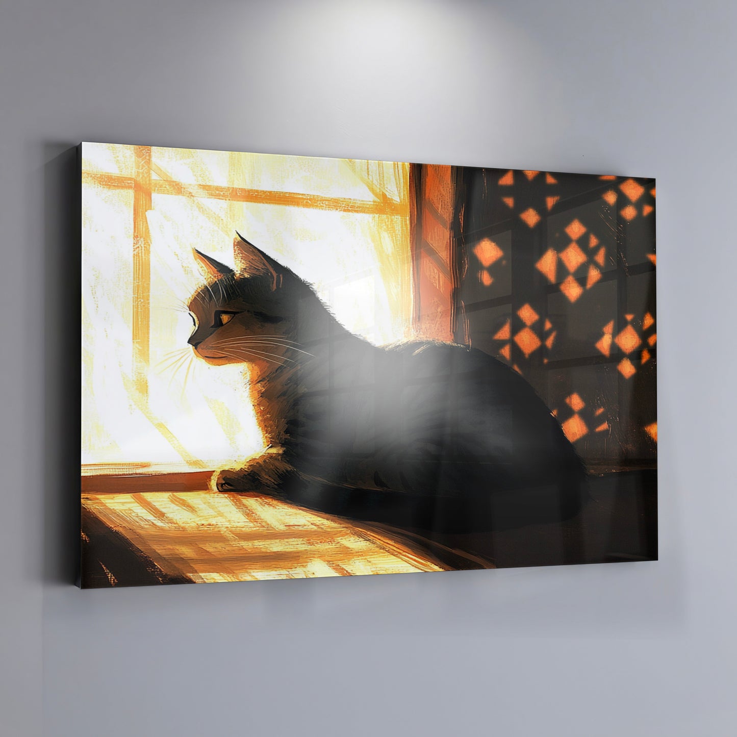 Black Cat Window Light African American canvas print view 19