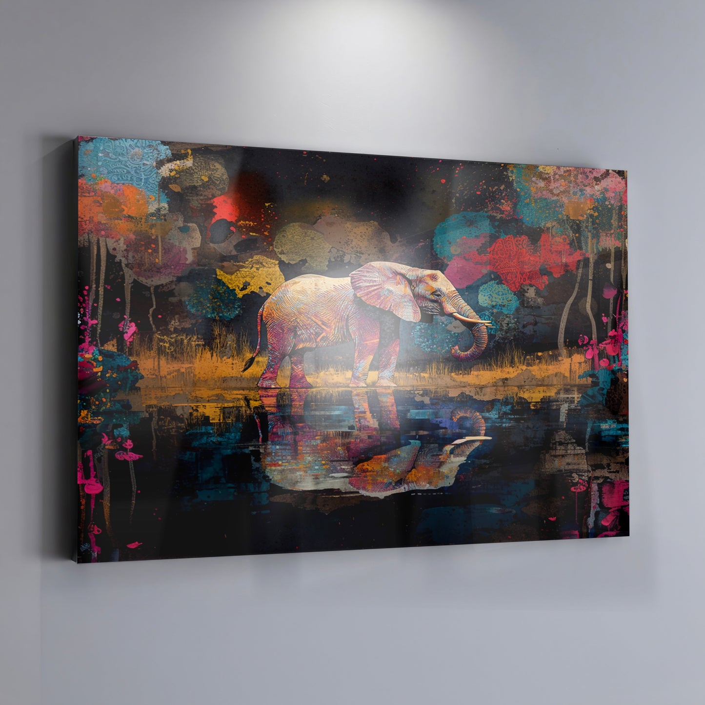 Elephant River Reflection African American canvas print view 19