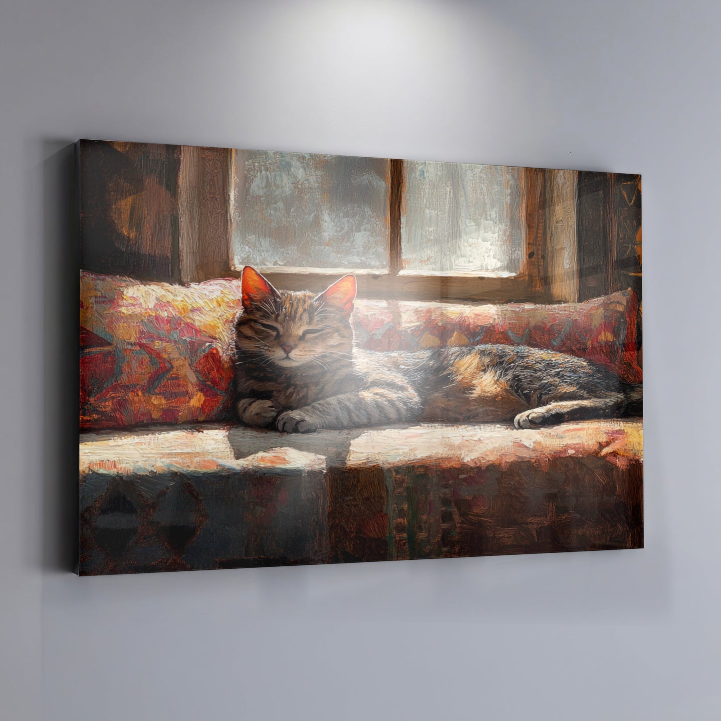 Tabby Cat Cozy Couch African American canvas print view 19