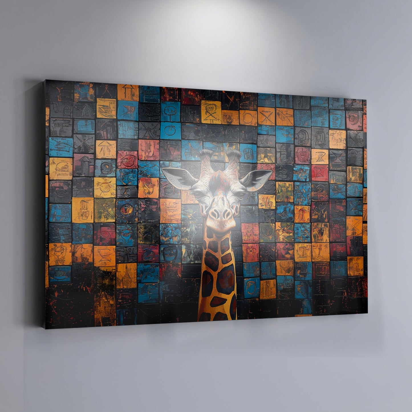 Blue Mosaic Giraffe African American canvas print view 19