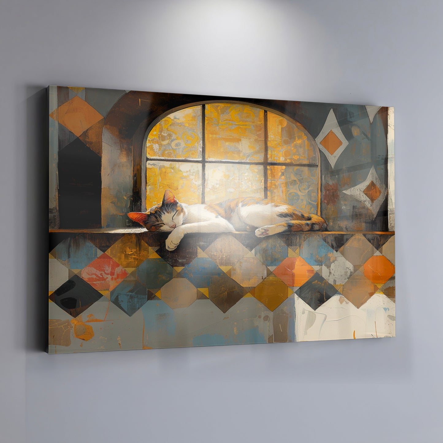 Sleeping Cat Window Quilt African American canvas print view 19