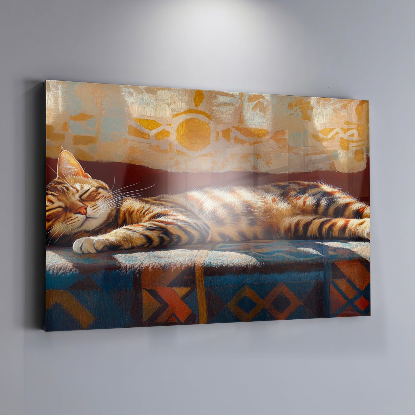 Tabby Cat Sunlit Bed African American canvas print view 19