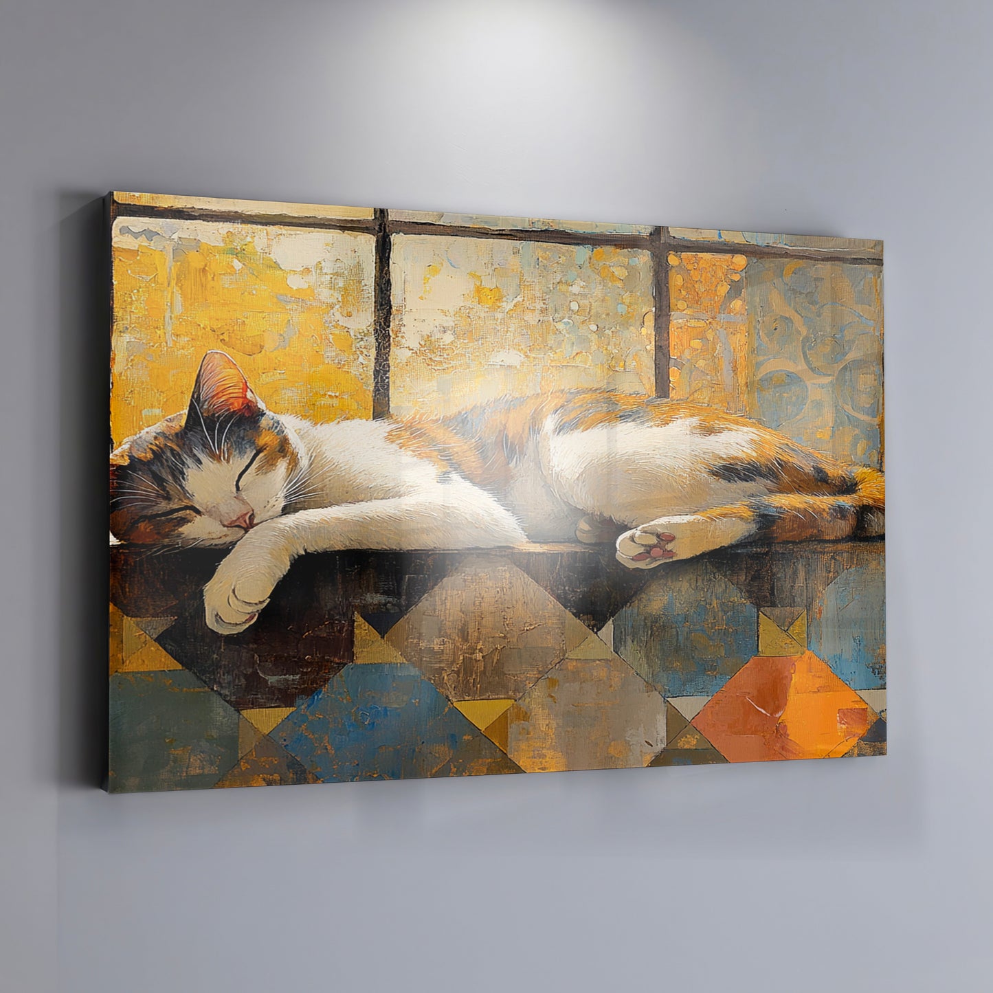 Sleeping Calico Cat Window African American canvas print view 19