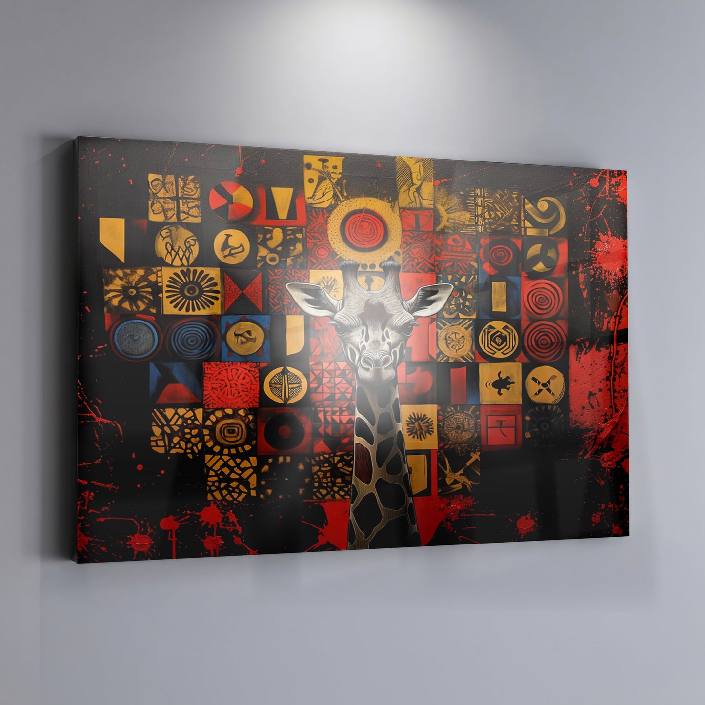 Giraffe Tribal Symbols African American canvas print view 19