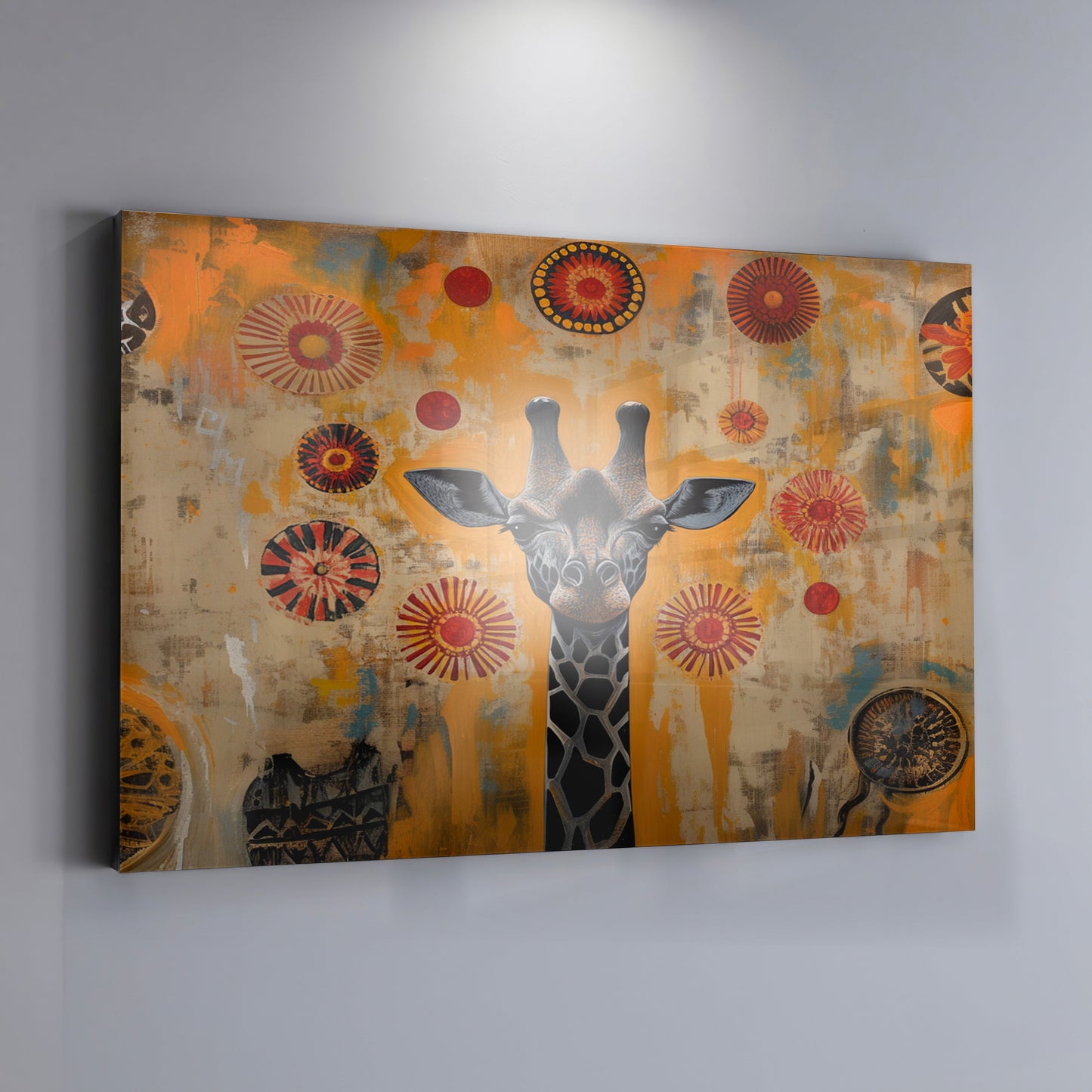 Earth Tone Giraffe African American canvas print view 19