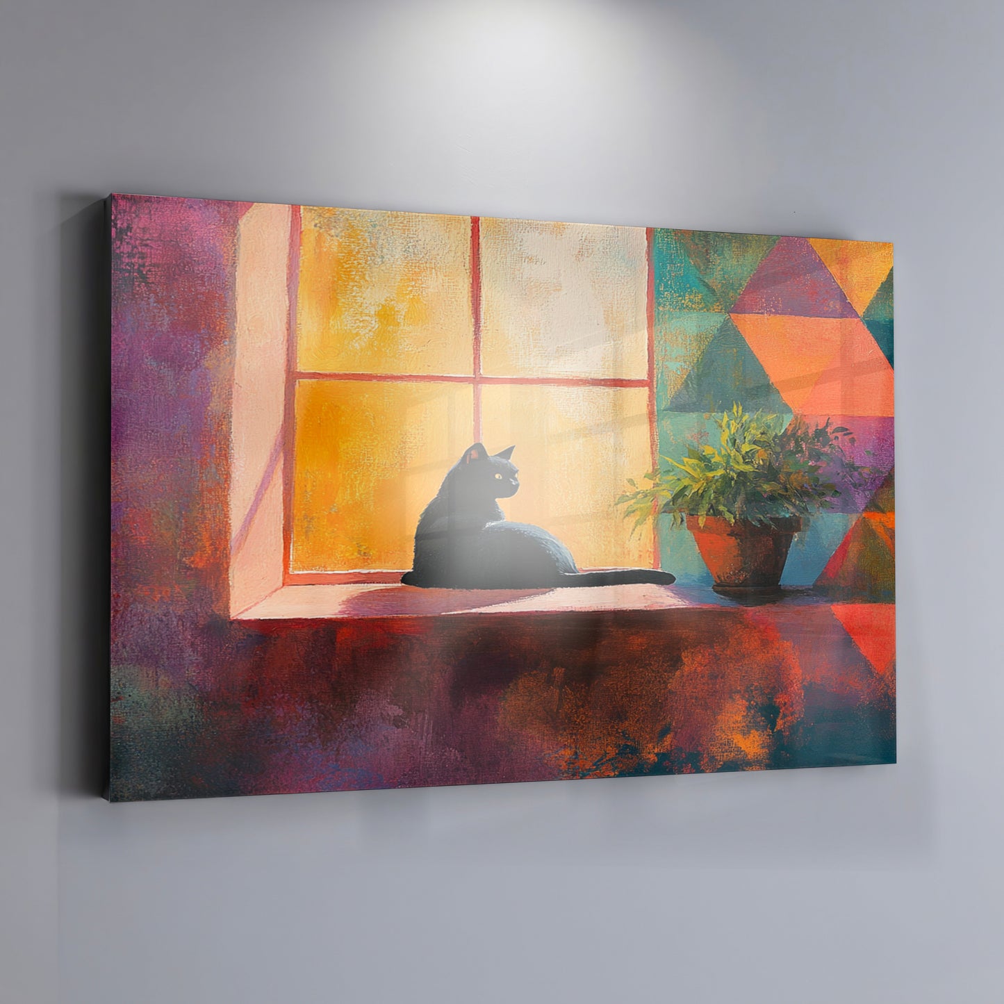 Black Cat Window Plant African American canvas print view 19